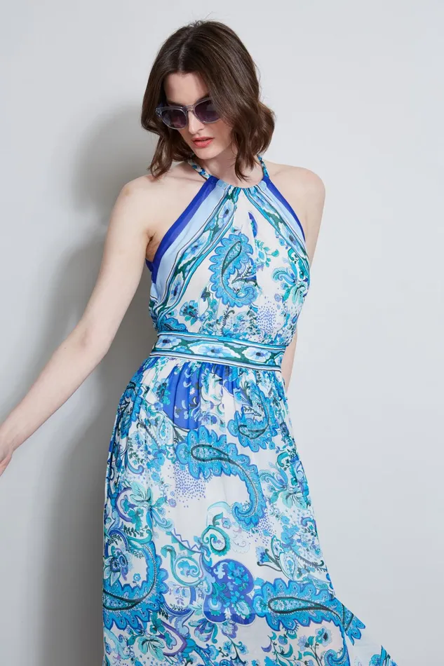 Outlet 8211 Women Sleeveless Dresses Elie Tahari Calypso Halter Dress Multi