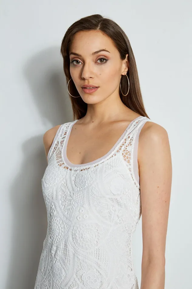 Outlet 8211 Women Sleeveless Dresses Elie Tahari Lace Maxi Dress Pearl
