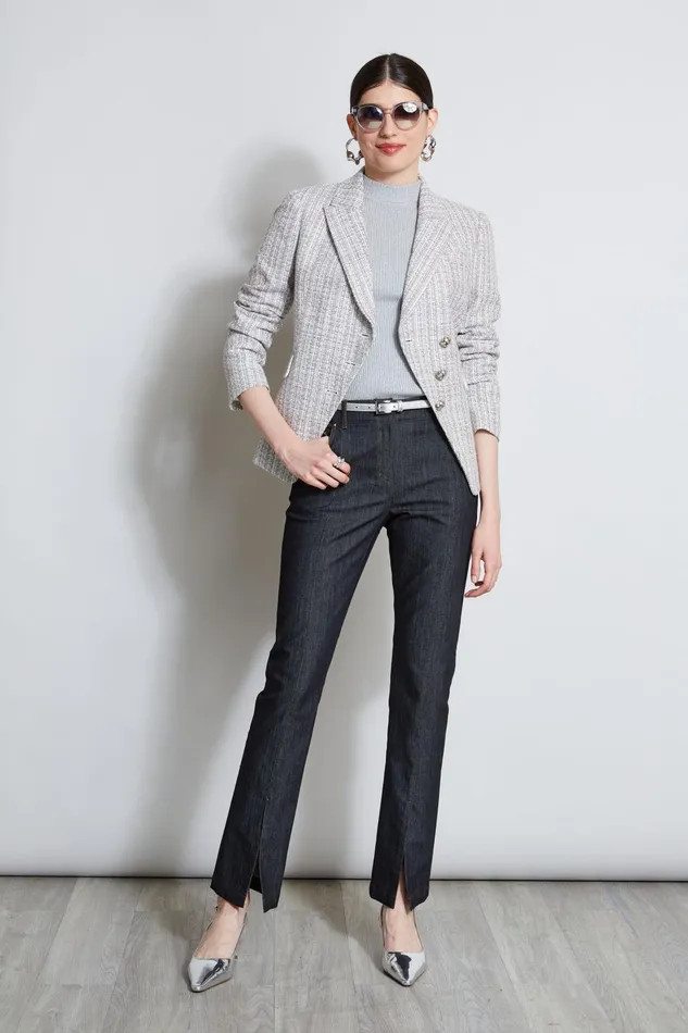 Outlet 8211 Women Suiting Elie Tahari Metallic Tweed 3 Button Blazer Multi
