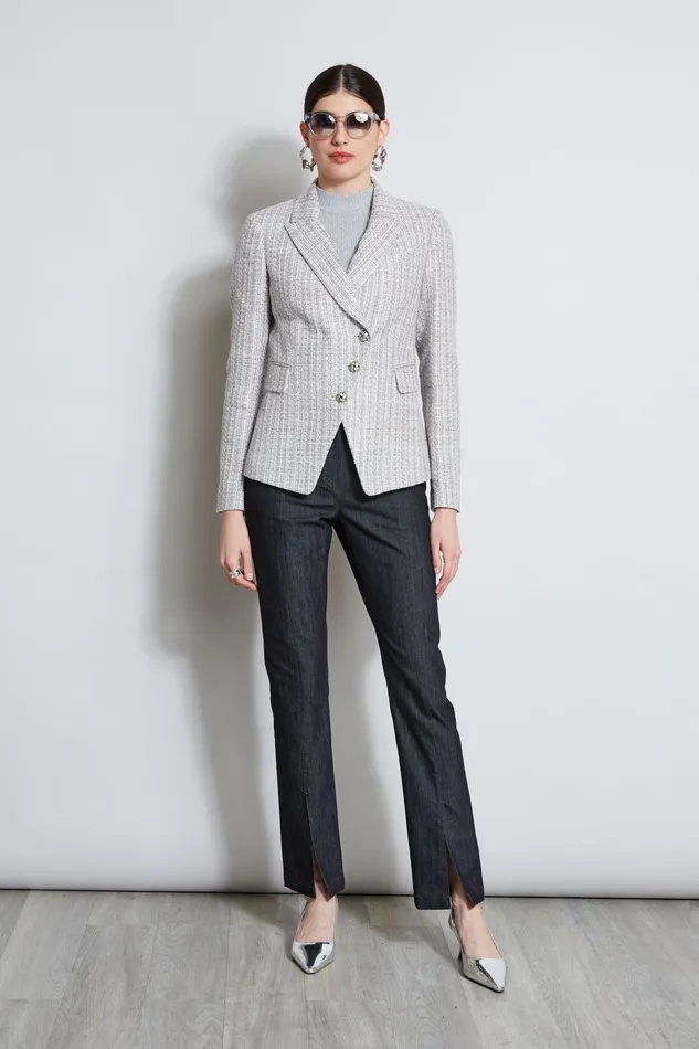 Outlet 8211 Women Suiting Elie Tahari Metallic Tweed 3 Button Blazer Multi