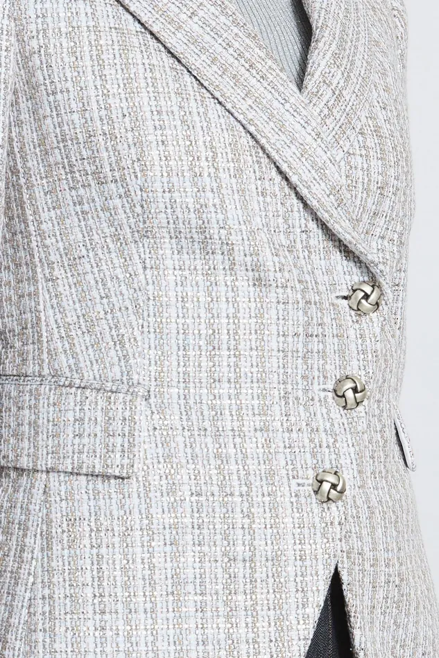 Outlet 8211 Women Suiting Elie Tahari Metallic Tweed 3 Button Blazer Multi