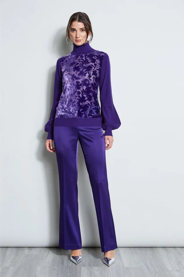 Outlet 8211 Women Tops Elie Tahari Burnout Velvet Sweater Winter Plum