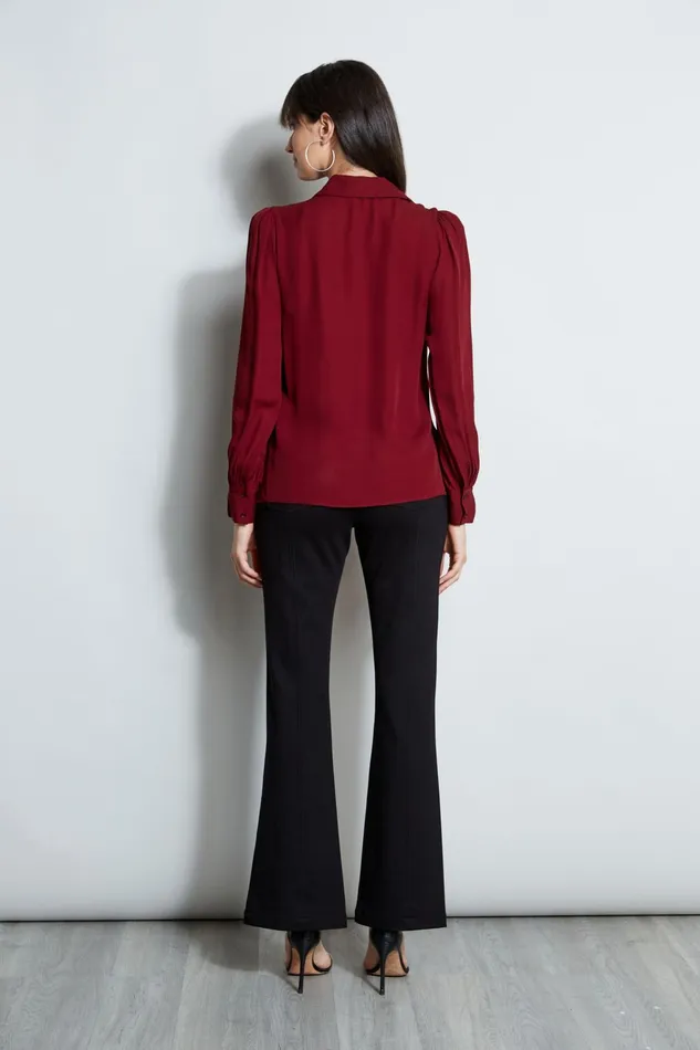 Outlet 8211 Women Tops Elie Tahari Chain Collar Shirt Bordeaux