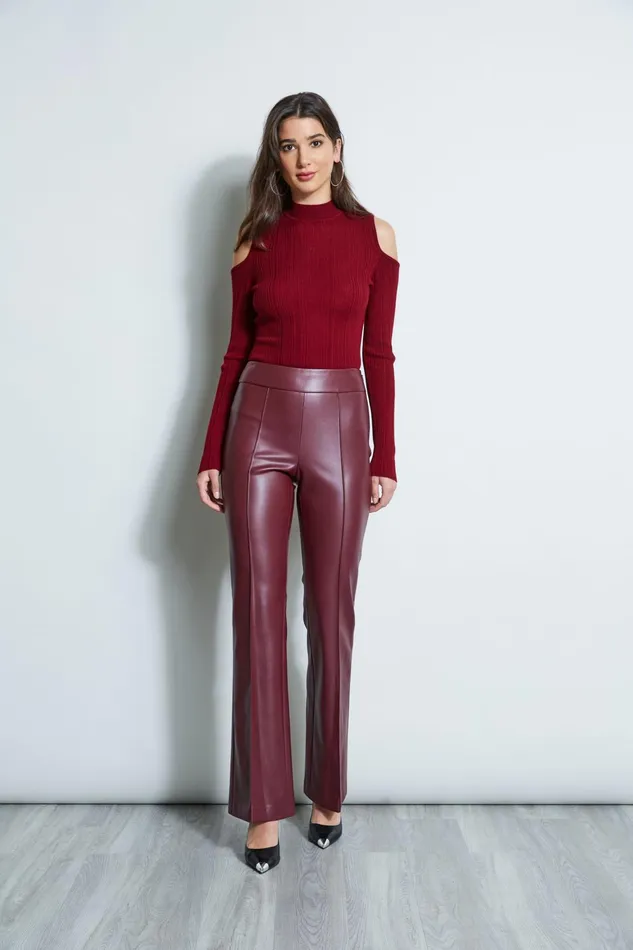 Outlet 8211 Women Tops Elie Tahari Cold Shoulder Mock Neck Sweater Bordeaux