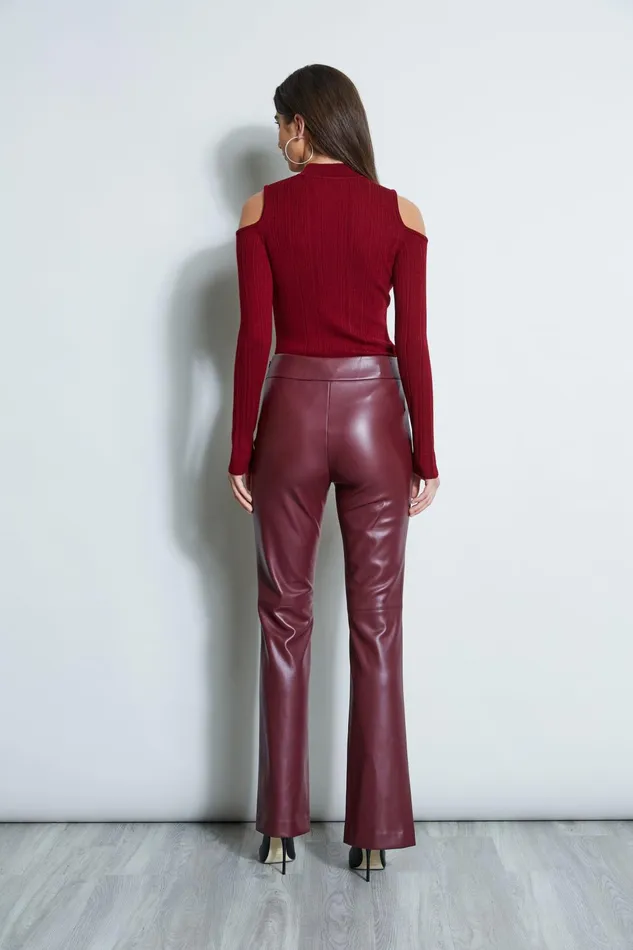Outlet 8211 Women Tops Elie Tahari Cold Shoulder Mock Neck Sweater Bordeaux