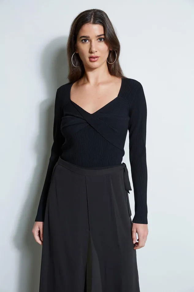 Outlet 8211 Women Tops Elie Tahari Contour Twist Sweater Noir
