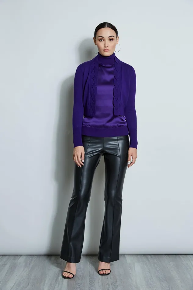 Outlet 8211 Women Tops Elie Tahari Cropped Cable Cardigan Winter Plum
