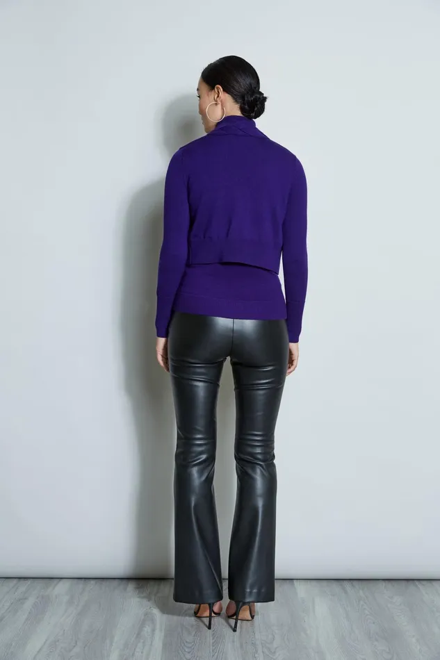 Outlet 8211 Women Tops Elie Tahari Cropped Cable Cardigan Winter Plum