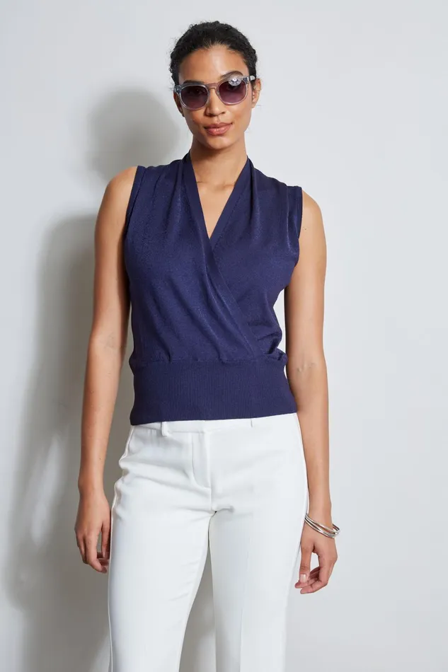 Outlet 8211 Women Tops Elie Tahari Faux Wrap Sweater Stargazer