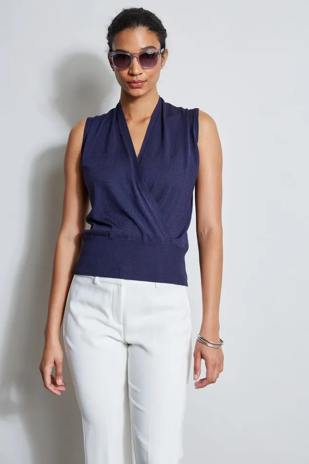 Outlet 8211 Women Tops Elie Tahari Faux Wrap Sweater Stargazer