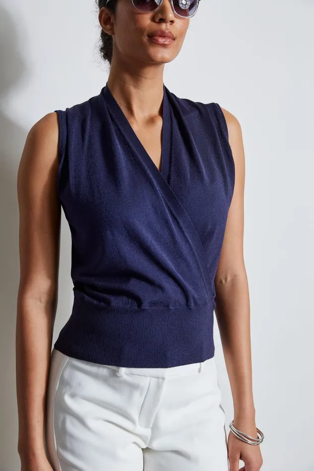 Outlet 8211 Women Tops Elie Tahari Faux Wrap Sweater Stargazer
