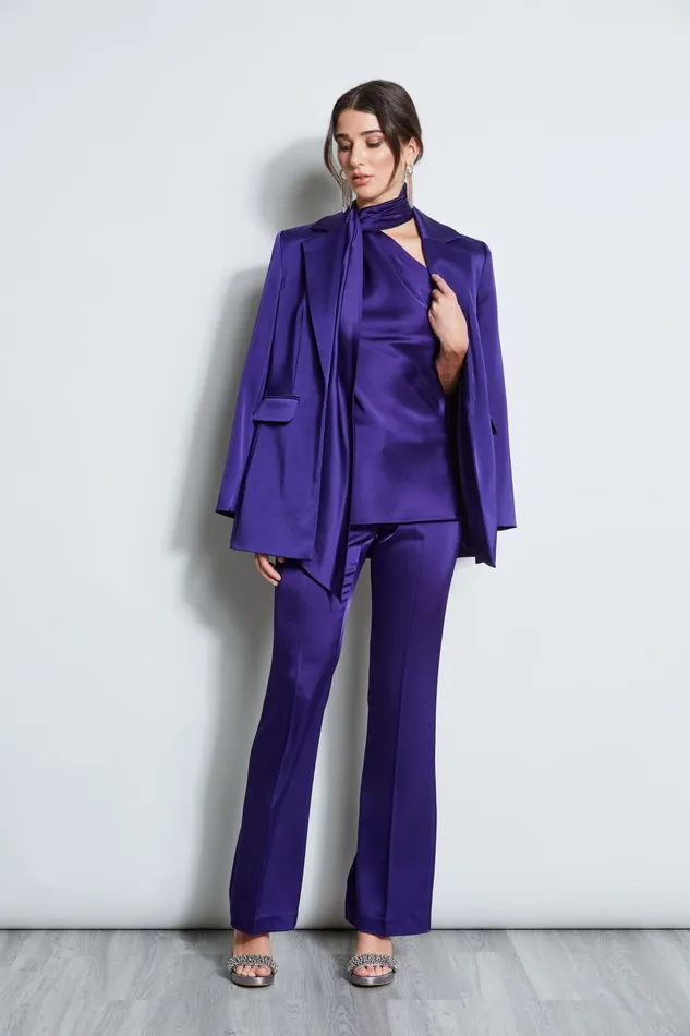 Outlet 8211 Women Tops Elie Tahari Satin One Shoulder Scarf Top Winter Plum