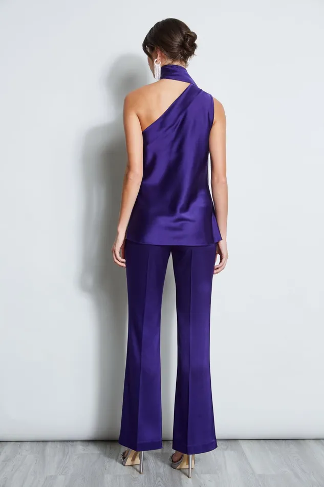 Outlet 8211 Women Tops Elie Tahari Satin One Shoulder Scarf Top Winter Plum