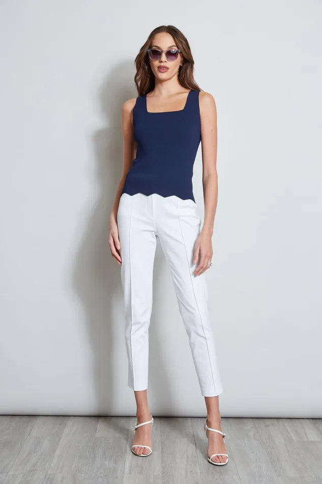 Outlet 8211 Women Tops Elie Tahari Scallop Hem Sweater Tank Stargazer