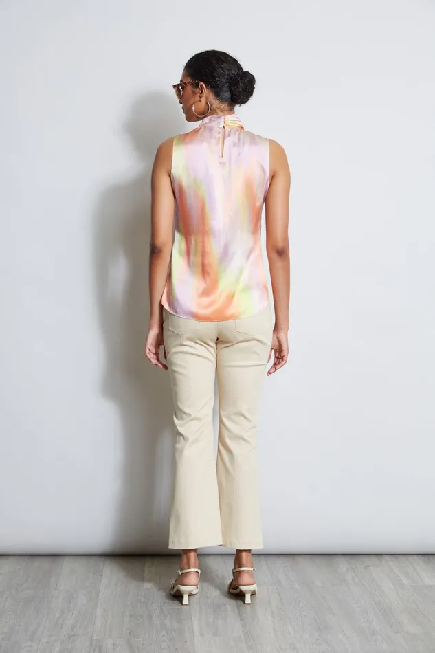 Outlet 8211 Women Tops Elie Tahari Silk Satin Sunrise Twist Neck Shirt Multi
