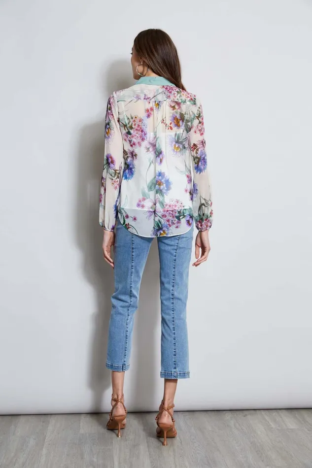 Outlet 8211 Women Tops Elie Tahari Silk Wind Floral Button Down Shirt Multi