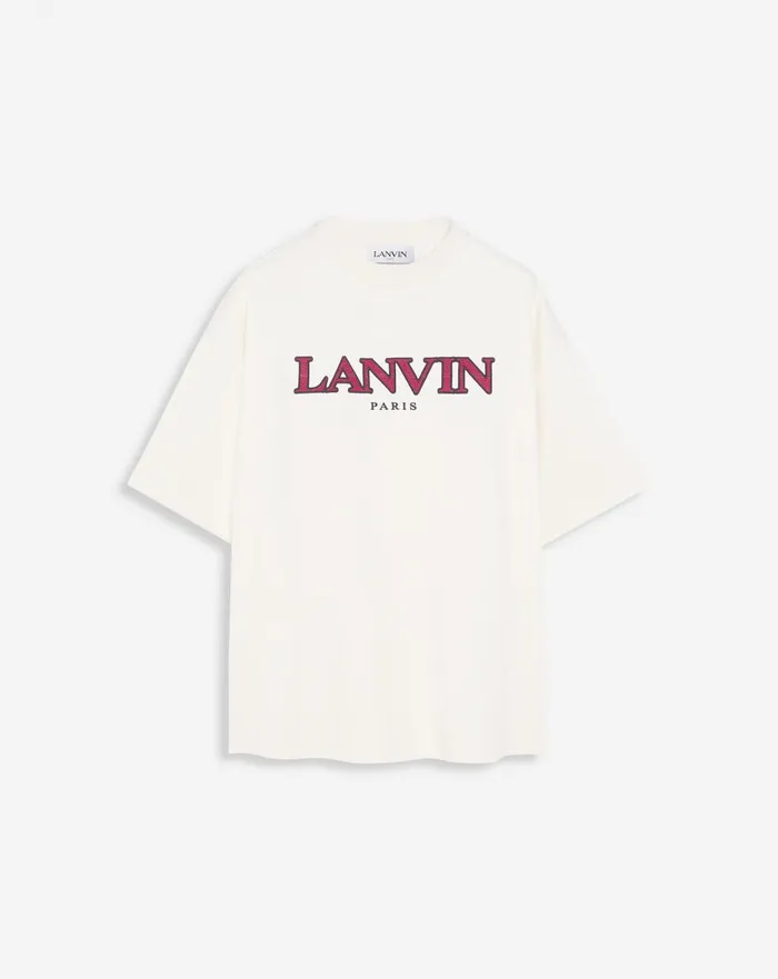 Oversized Embroidered Curb Tshirt Cream Women Lanvin TShirts and Sweatshirts