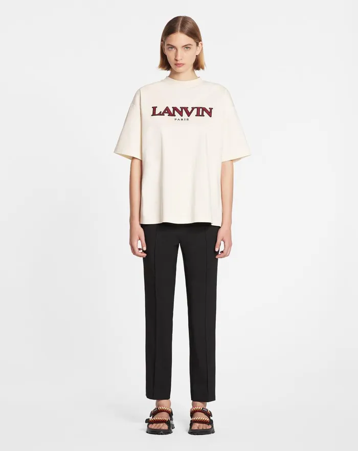 Oversized Embroidered Curb Tshirt Cream Women Lanvin TShirts and Sweatshirts