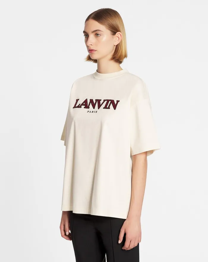 Oversized Embroidered Curb Tshirt Cream Women Lanvin TShirts and Sweatshirts