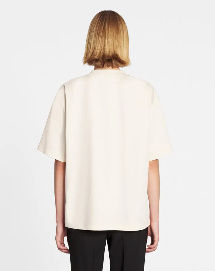 Oversized Embroidered Curb Tshirt Cream Women Lanvin TShirts and Sweatshirts