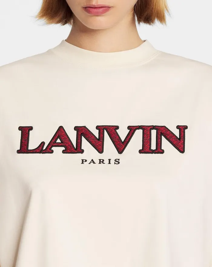 Oversized Embroidered Curb Tshirt Cream Women Lanvin TShirts and Sweatshirts