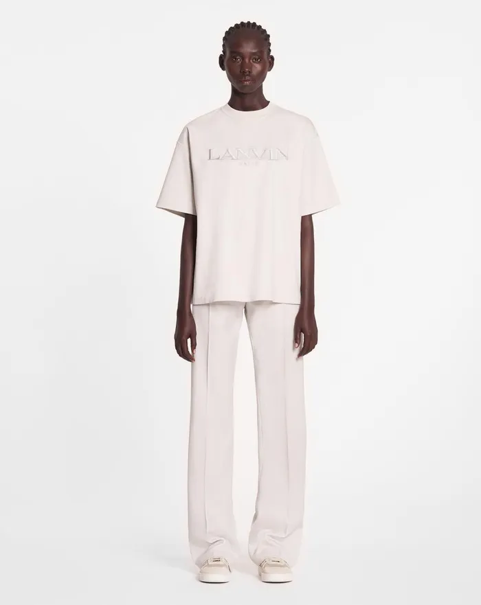 Oversized Lanvin Paris Embroidered Tshirt Mastic Women Lanvin TShirts and Sweatshirts