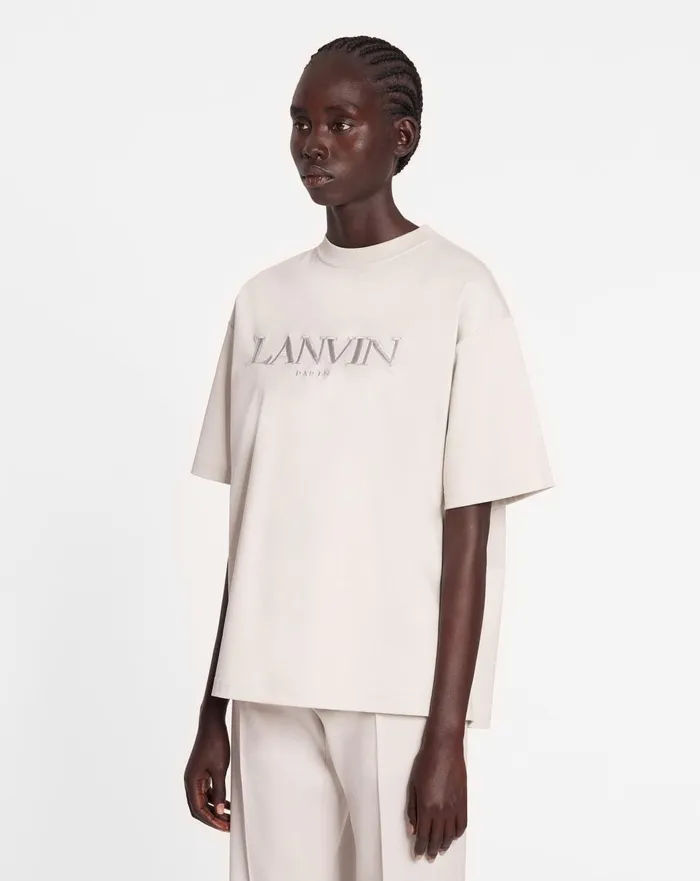 Oversized Lanvin Paris Embroidered Tshirt Mastic Women Lanvin TShirts and Sweatshirts