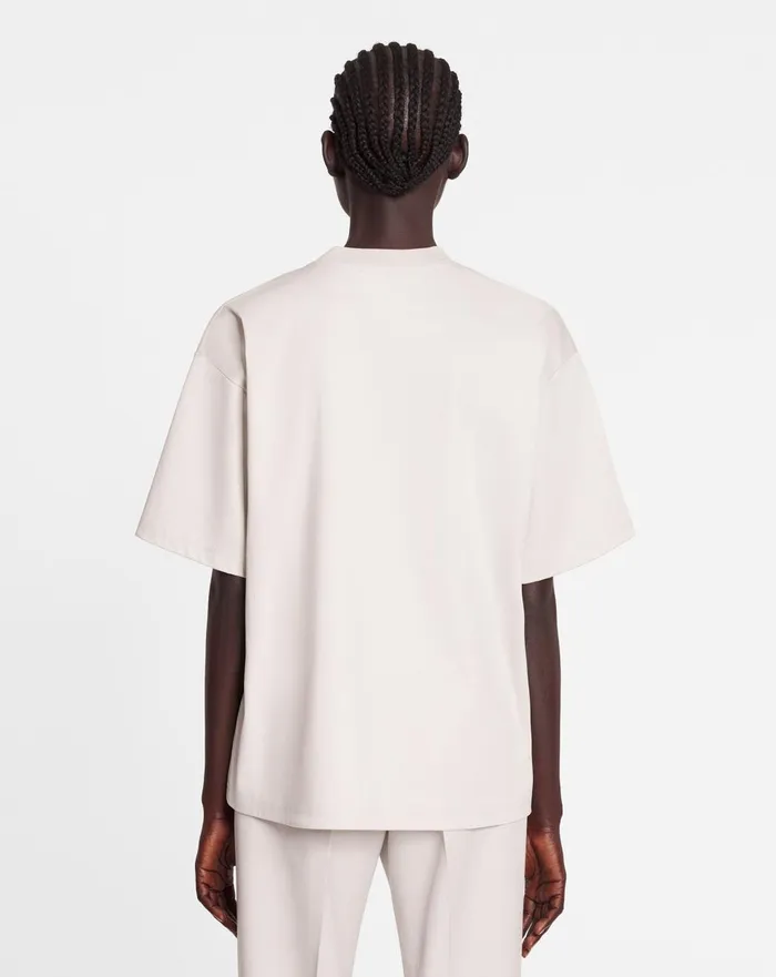 Oversized Lanvin Paris Embroidered Tshirt Mastic Women Lanvin TShirts and Sweatshirts