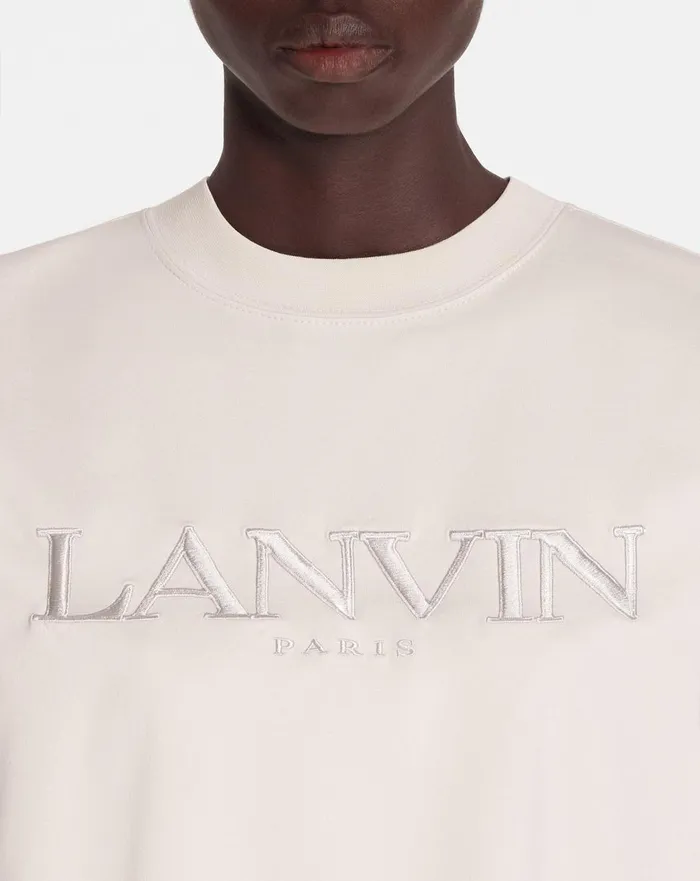 Oversized Lanvin Paris Embroidered Tshirt Mastic Women Lanvin TShirts and Sweatshirts