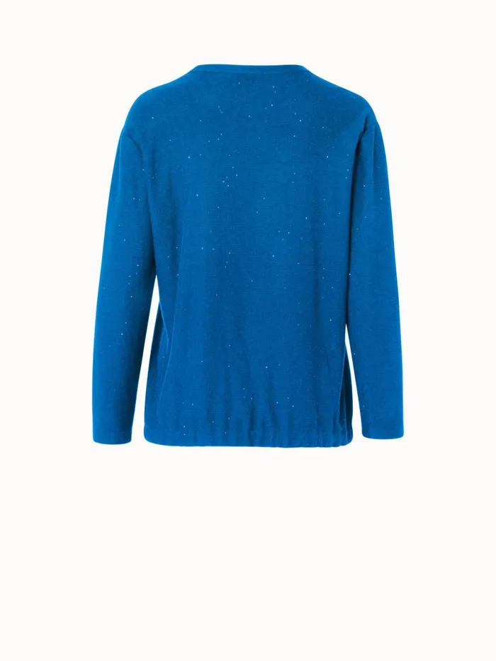 Oversized Linen Blend Pullover With Fine Sequins And Drawstring Hem Alpsee Women Akris Knitwear