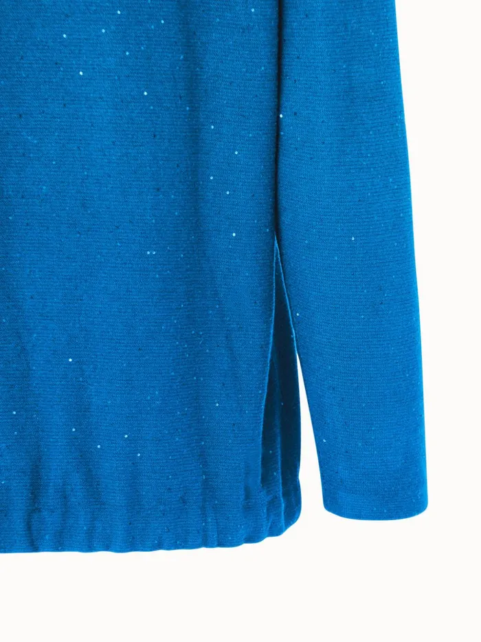 Oversized Linen Blend Pullover With Fine Sequins And Drawstring Hem Alpsee Women Akris Knitwear