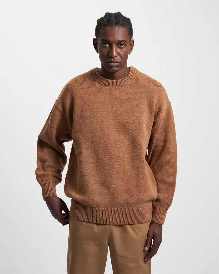 Oversized Merino Wool Crew 8211 Dusty Olive Knit Sweaters Colorfulstandard Men