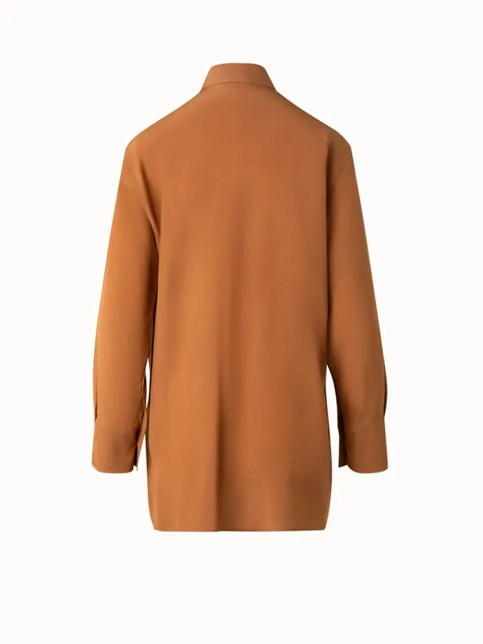 Oversized Silk Tunic Blouse With Rooster Print Vicuna Women Akris Blouses