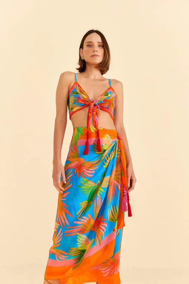 Painted Birds Scarf Midi Skirt Women Farm Rio Skirts