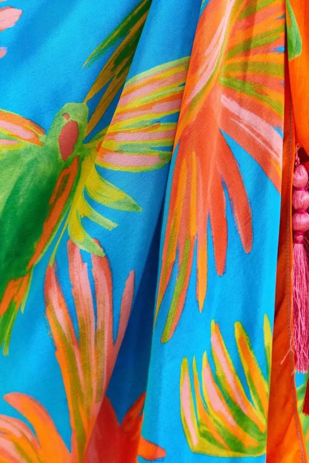 Painted Birds Scarf Midi Skirt Women Farm Rio Skirts