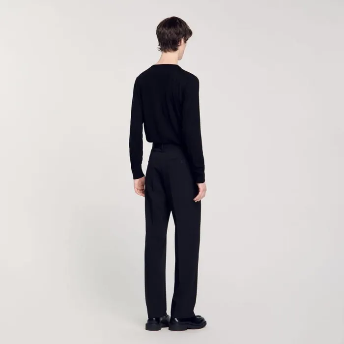 Pants and Shorts Men SANDRO Wideleg Wool Trousers Black
