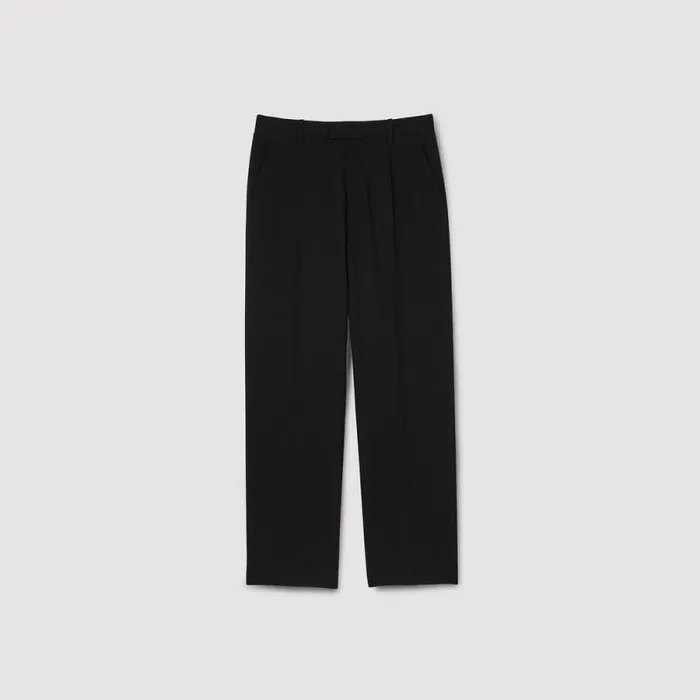 Pants and Shorts Men SANDRO Wideleg Wool Trousers Black