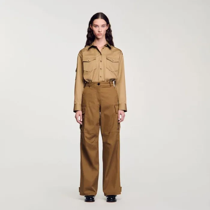 Pants and Shorts Women SANDRO Cargo Trousers Clay
