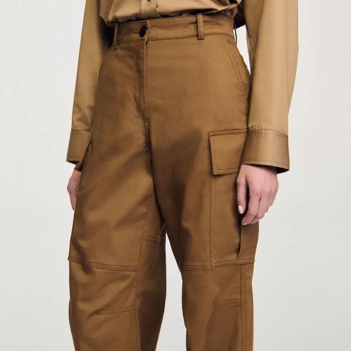 Pants and Shorts Women SANDRO Cargo Trousers Clay
