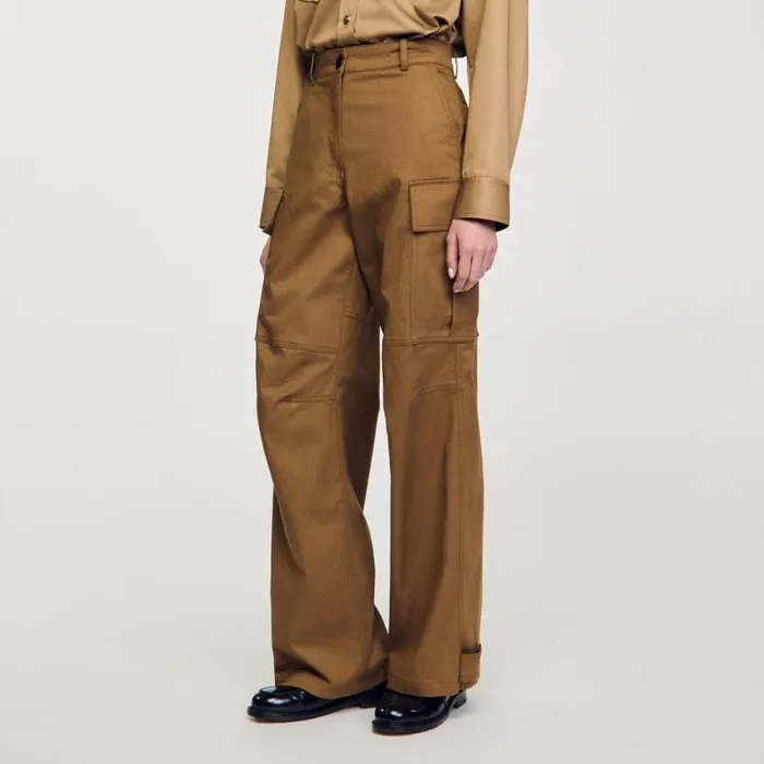 Pants and Shorts Women SANDRO Cargo Trousers Clay