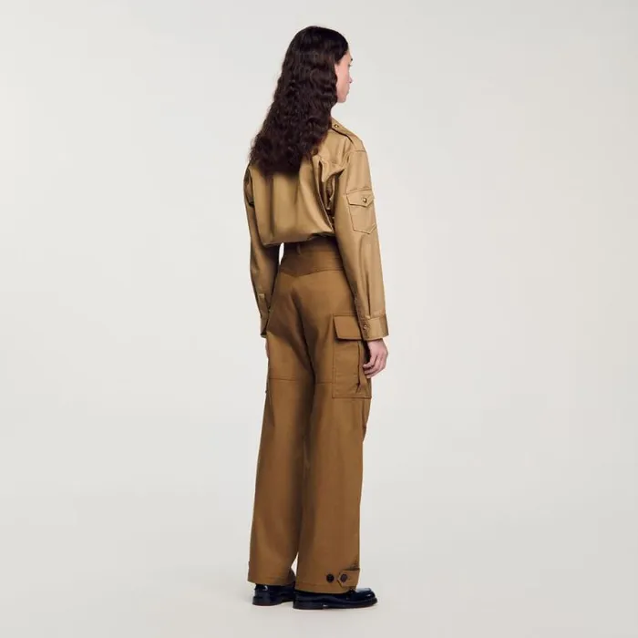 Pants and Shorts Women SANDRO Cargo Trousers Clay
