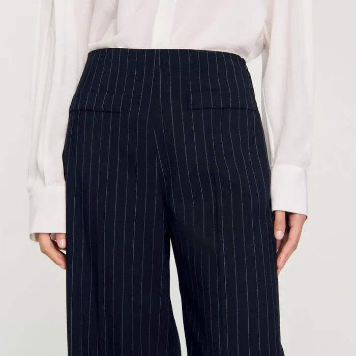Pants and Shorts Women SANDRO Chalkstriped Trousers Black