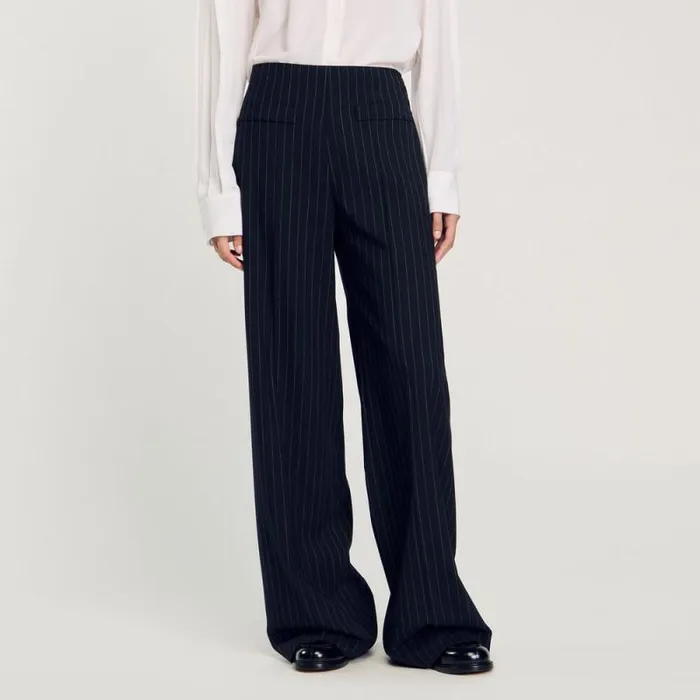 Pants and Shorts Women SANDRO Chalkstriped Trousers Black