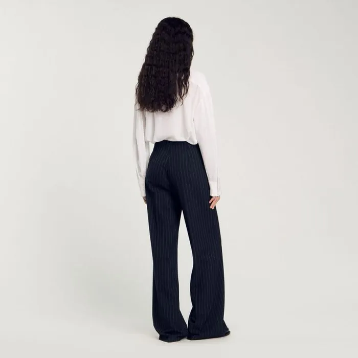 Pants and Shorts Women SANDRO Chalkstriped Trousers Black