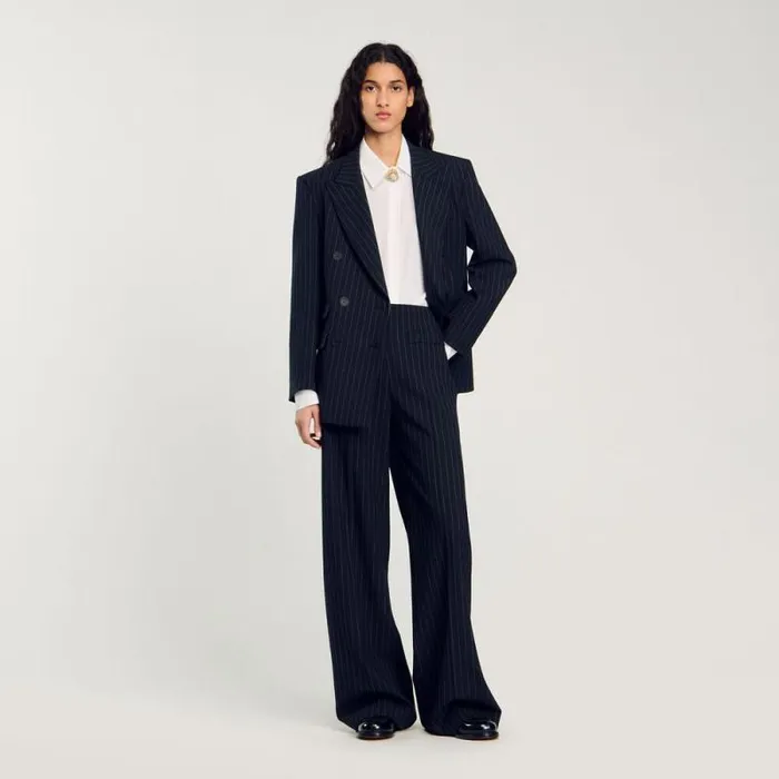 Pants and Shorts Women SANDRO Chalkstriped Trousers Black