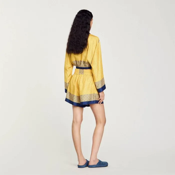 Pants and Shorts Women SANDRO Flowing Patterned Shorts Yellow Blu