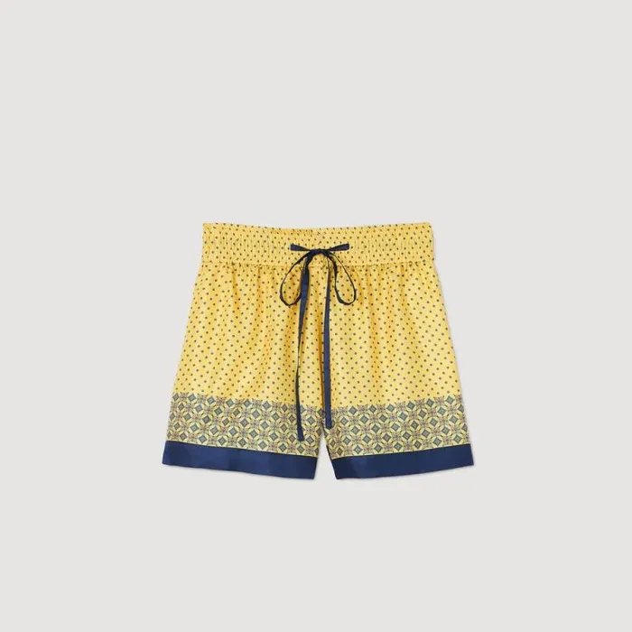 Pants and Shorts Women SANDRO Flowing Patterned Shorts Yellow Blu