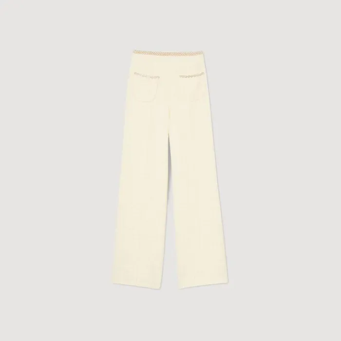 Pants and Shorts Women SANDRO Tweed Trousers Ecru