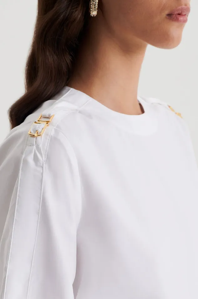 PARACHUTE COTTON BUCKLE TOP WHITE Tops Scanlan Theodore Women