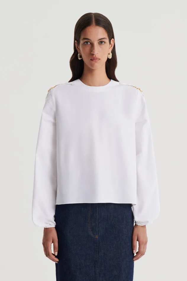 PARACHUTE COTTON BUCKLE TOP WHITE Tops Scanlan Theodore Women